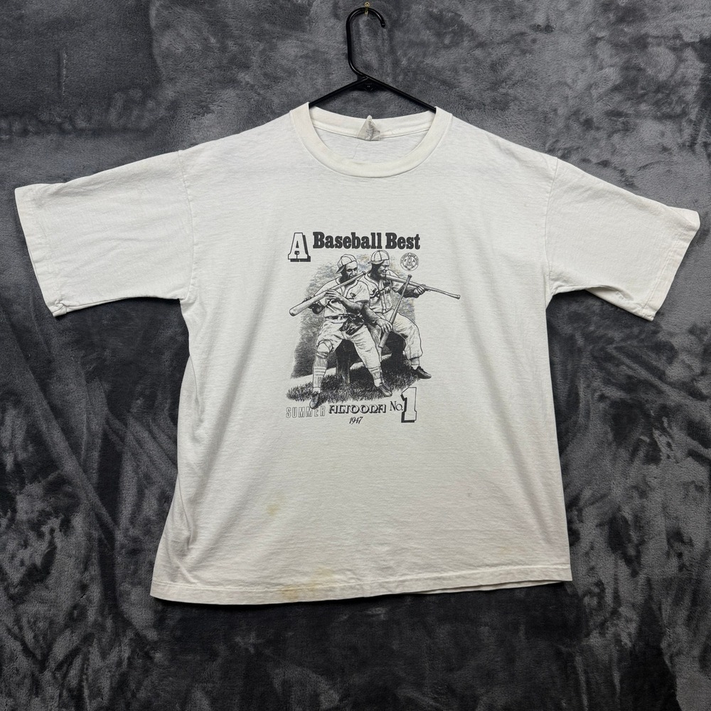 Gap T-Shirt Mens Medium White Vintage 90s Baseball Best 1947 Graphic USA Made